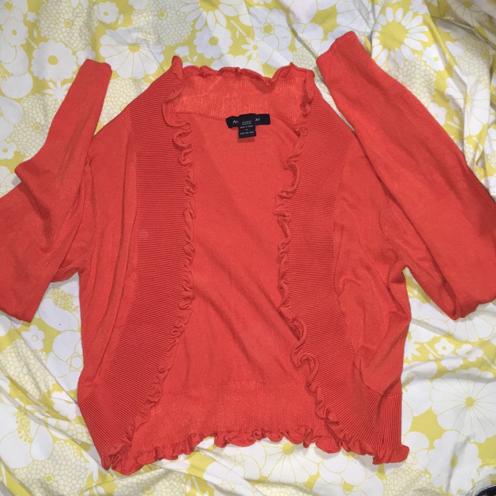 Ashley Stewart 12 Open Ruffle Cardigan